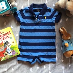 🐴BABY BOY RALPH LAUREN POLO BLUE STRIPED ONESIE!